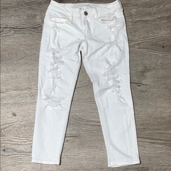 American Eagle White Ripped Jeans - Picture 2 of 6